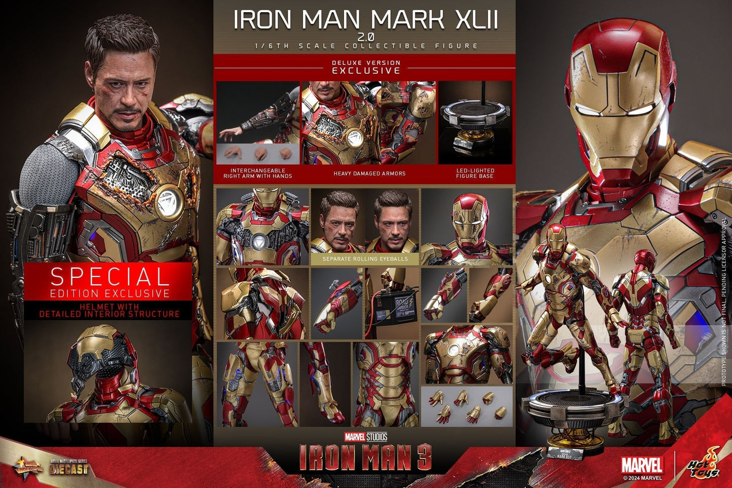 IRON MAN MARK XLII (2.0) DELUXE Sechster Maßstab Figur von Hot Toys