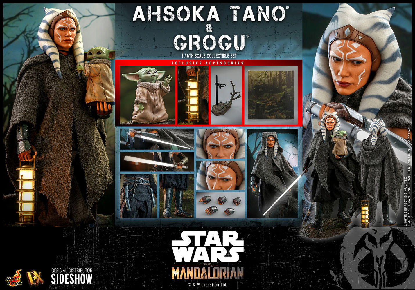 Star Wars The Mandalorian Ahsoka Tano und Grogu Set von Hot Toys