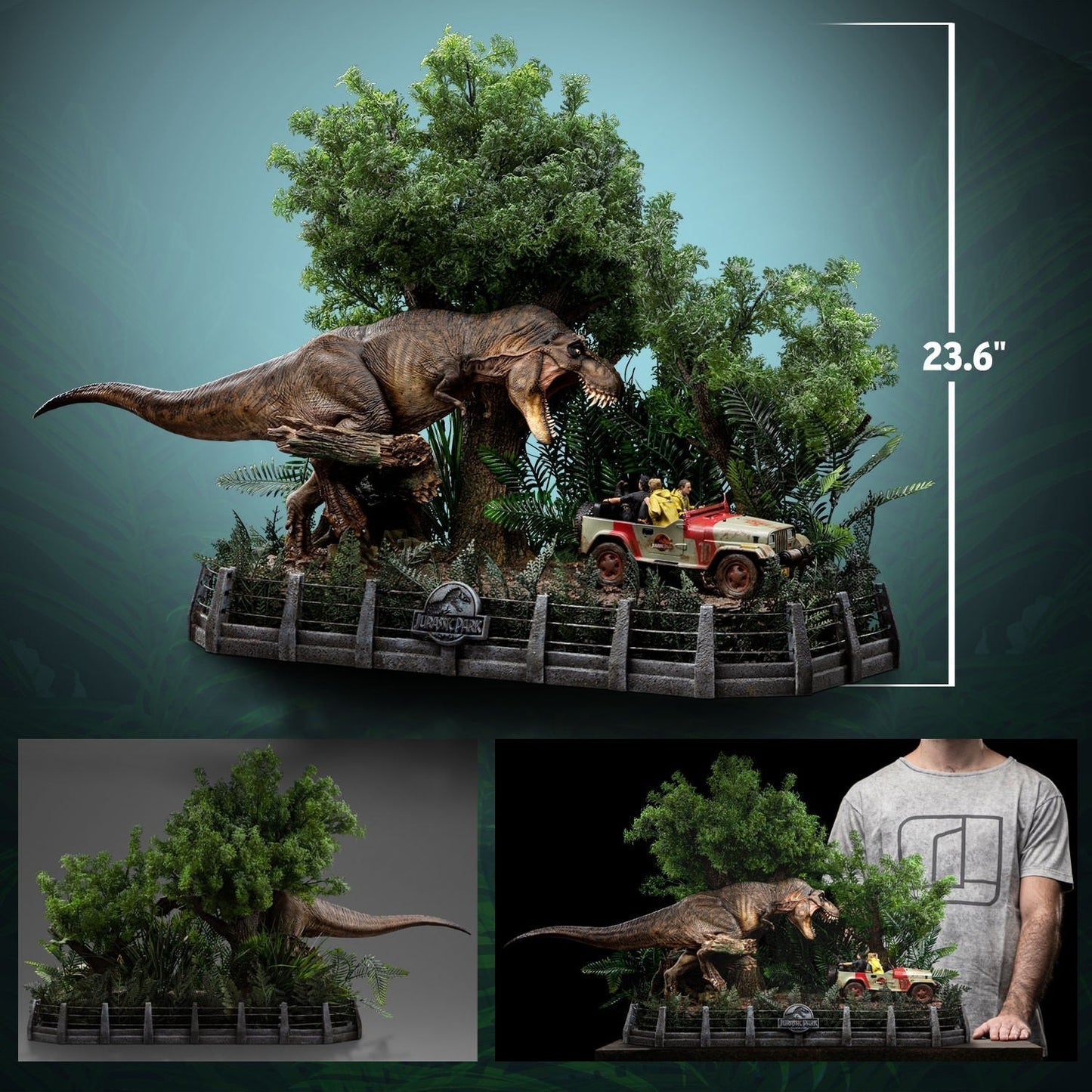T-Rex Verfolgung (Jurassic Park) Demi Art Scale 1/20 Statue von Iron Studios