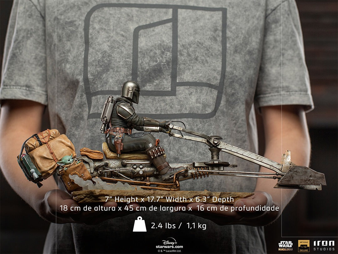 Die Mandalorianer auf Speederbike Deluxe Kunst Maßstab 1/10 Statue von Iron Studios