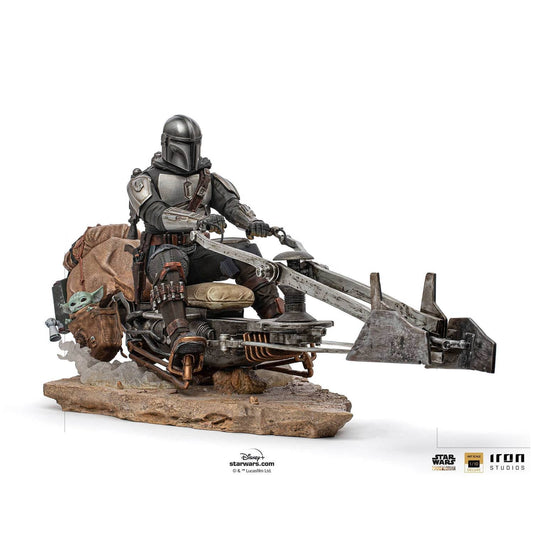 Die Mandalorianer auf Speederbike Deluxe Kunst Maßstab 1/10 Statue von Iron Studios