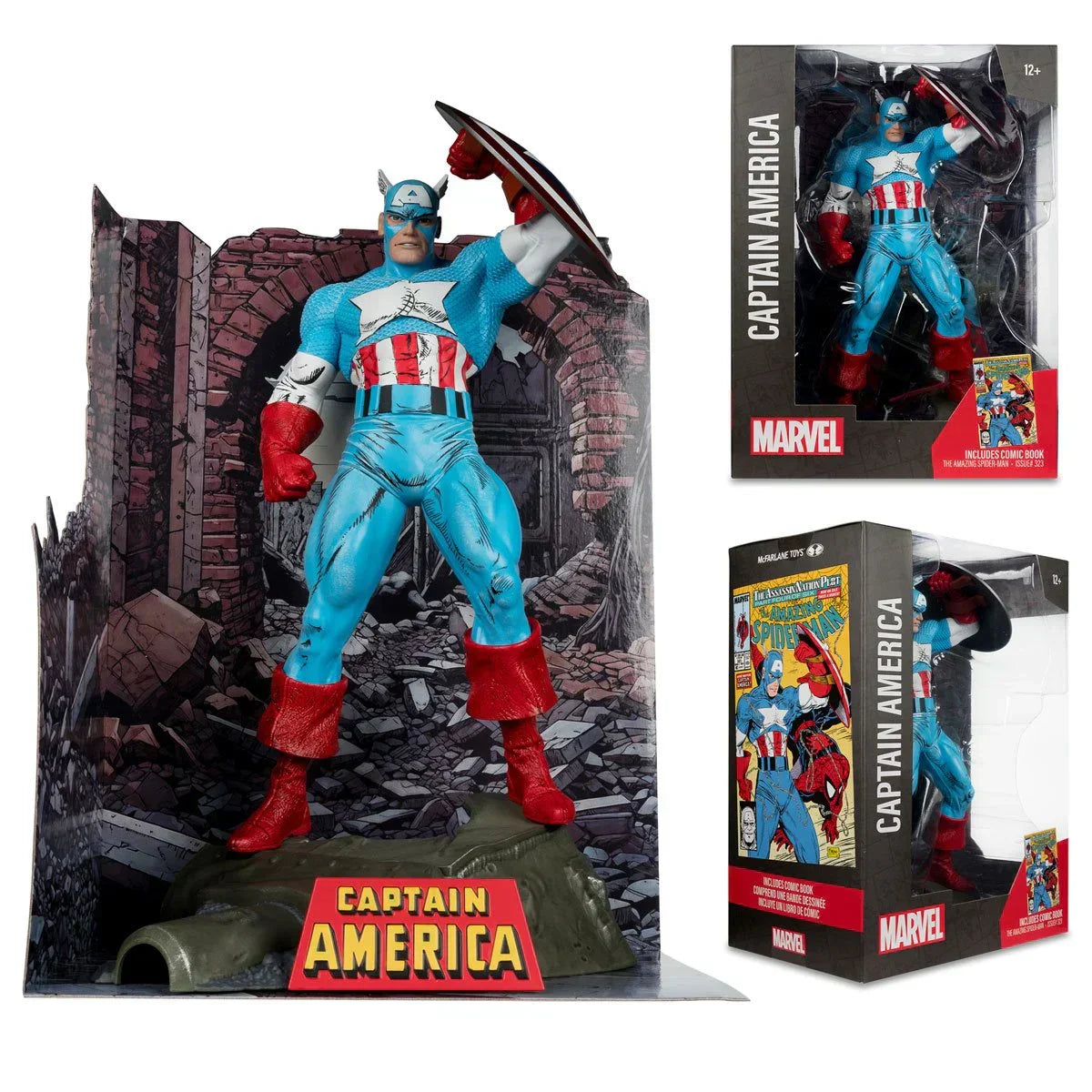 Captain America Der erstaunliche Spider-Man #323 1:6 Maßstab Posed Figur mit Szene