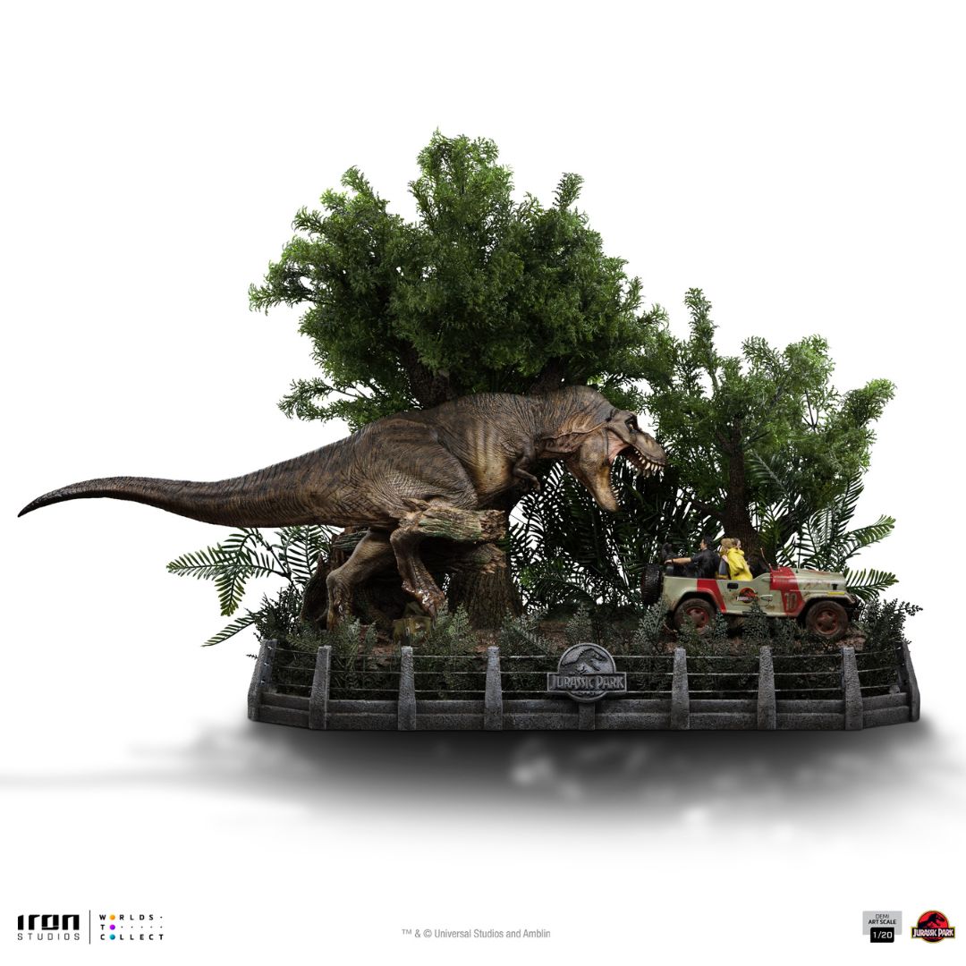 T-Rex Verfolgung (Jurassic Park) Demi Art Scale 1/20 Statue von Iron Studios