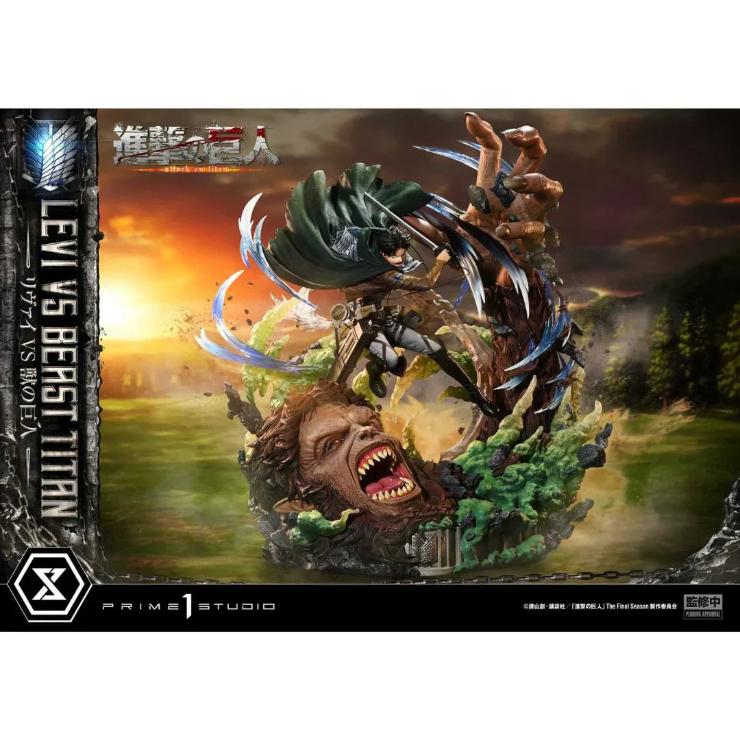 Attack on Titan Levi gegen Beast Titan Statue von Prime1 Studio