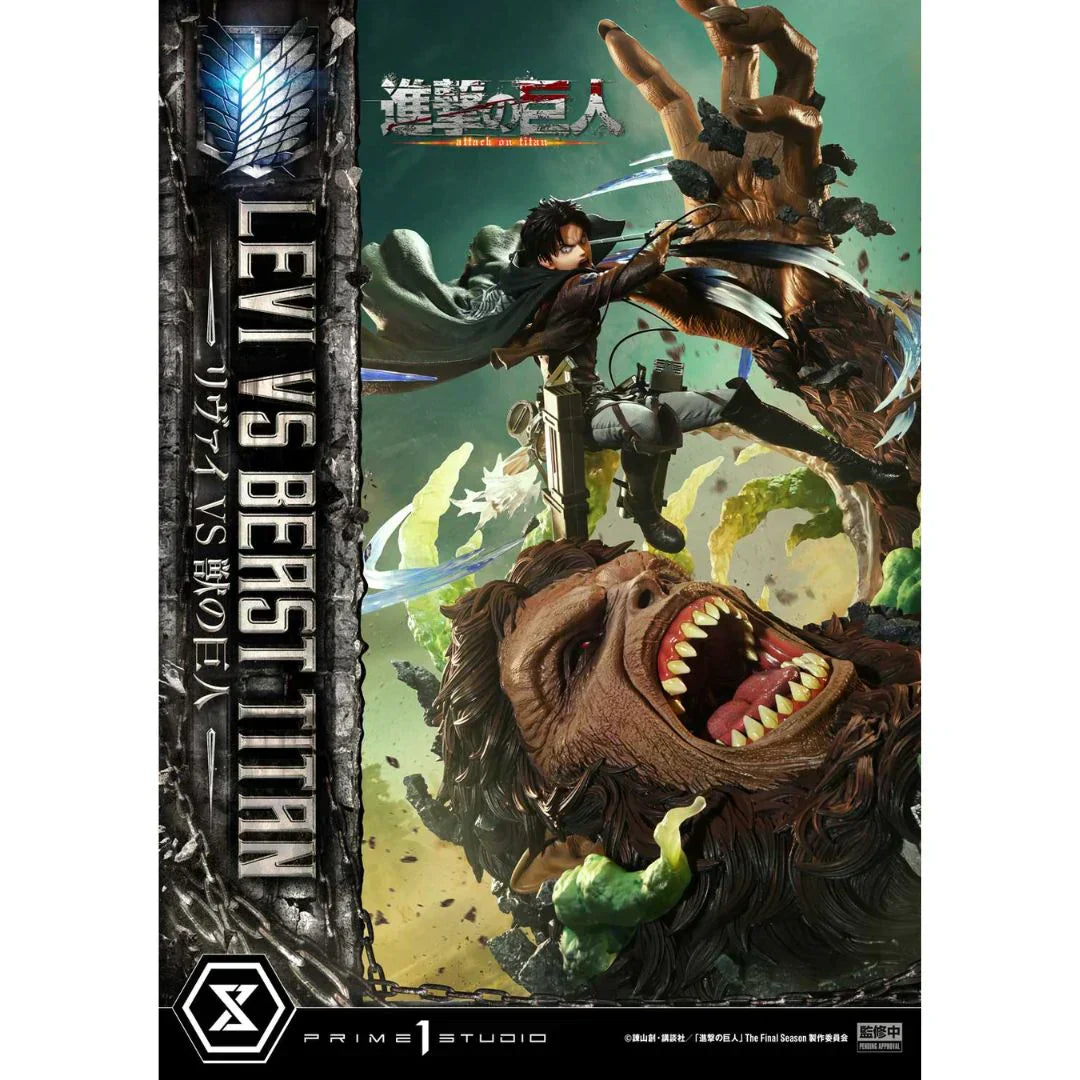Attack on Titan Levi gegen Beast Titan Statue von Prime1 Studio