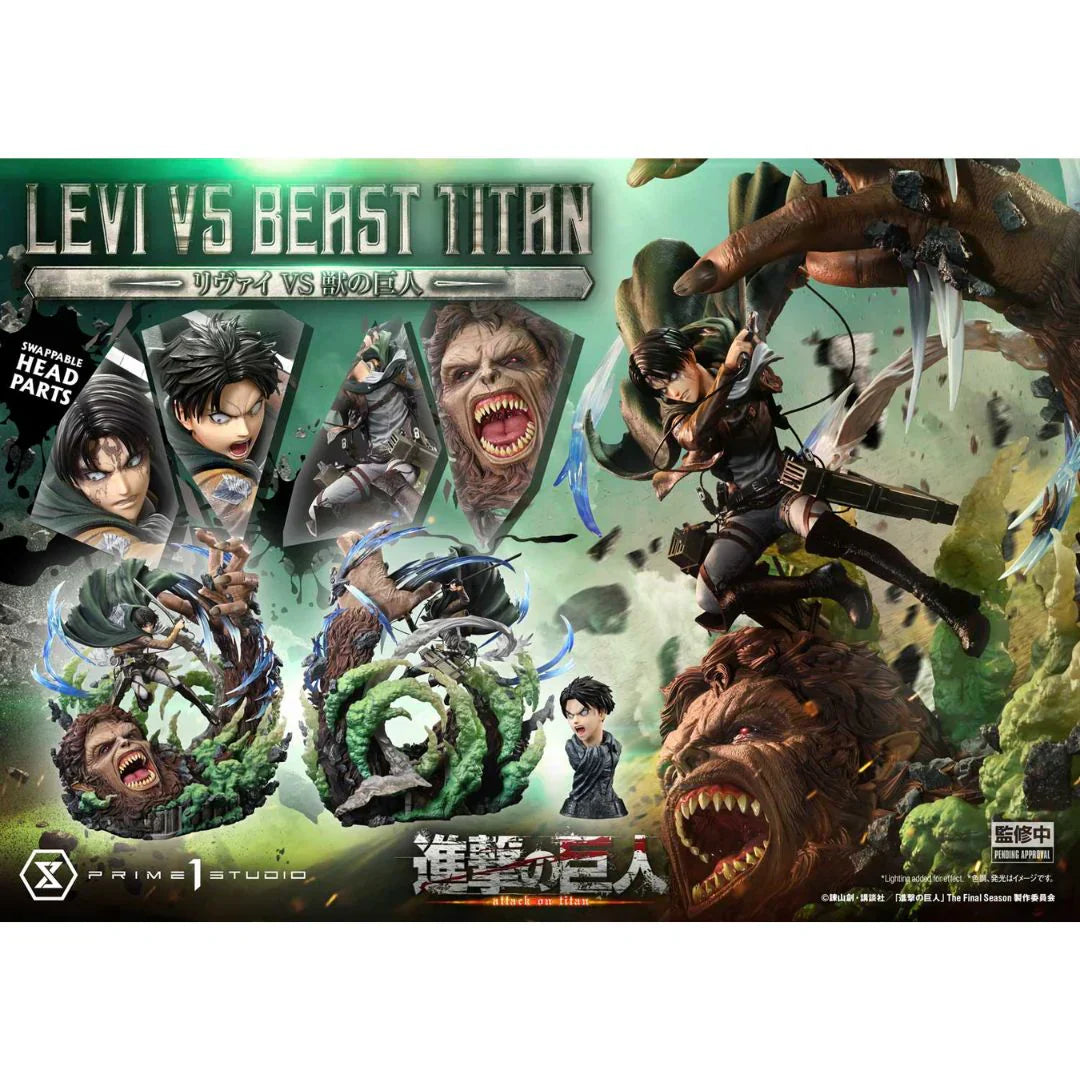 Attack on Titan Levi gegen Beast Titan Statue von Prime1 Studio