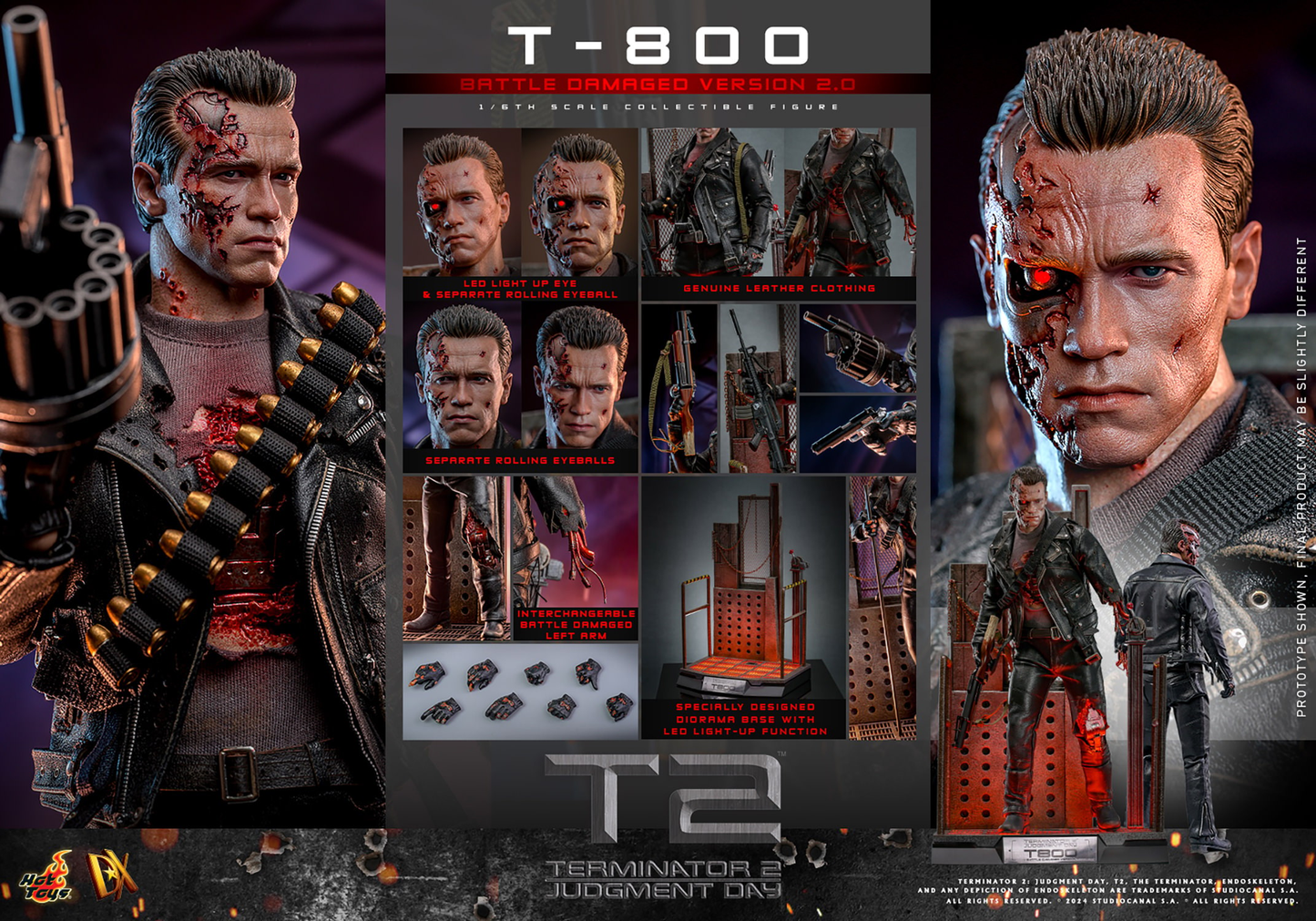 T-800 (BATTLE DAMAGED VERSION 2.0) Sechster Maßstab Figur von Hot Toys