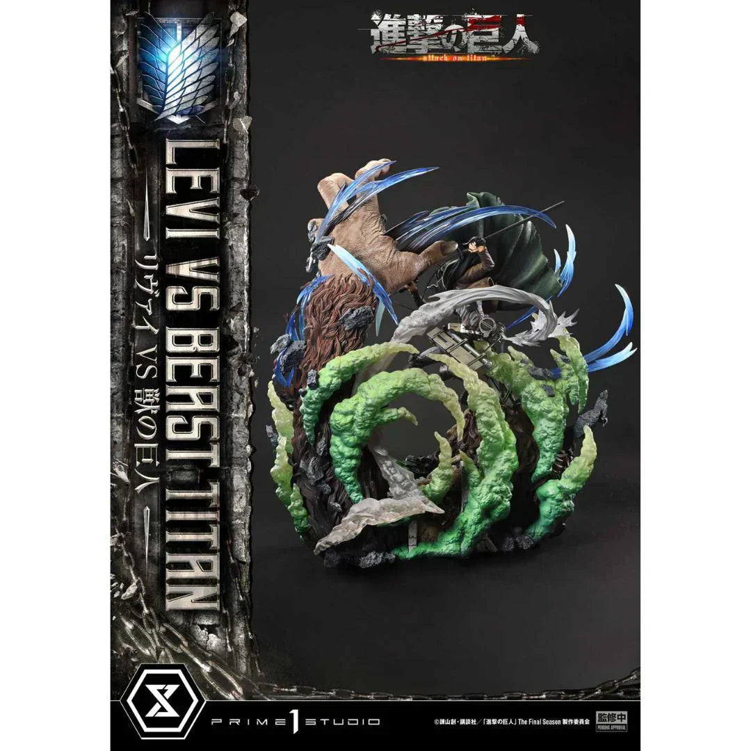 Attack on Titan Levi gegen Beast Titan Statue von Prime1 Studio