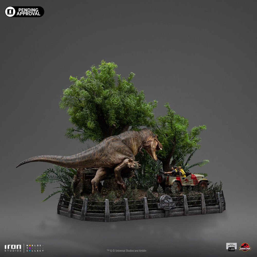 T-Rex Verfolgung (Jurassic Park) Demi Art Scale 1/20 Statue von Iron Studios