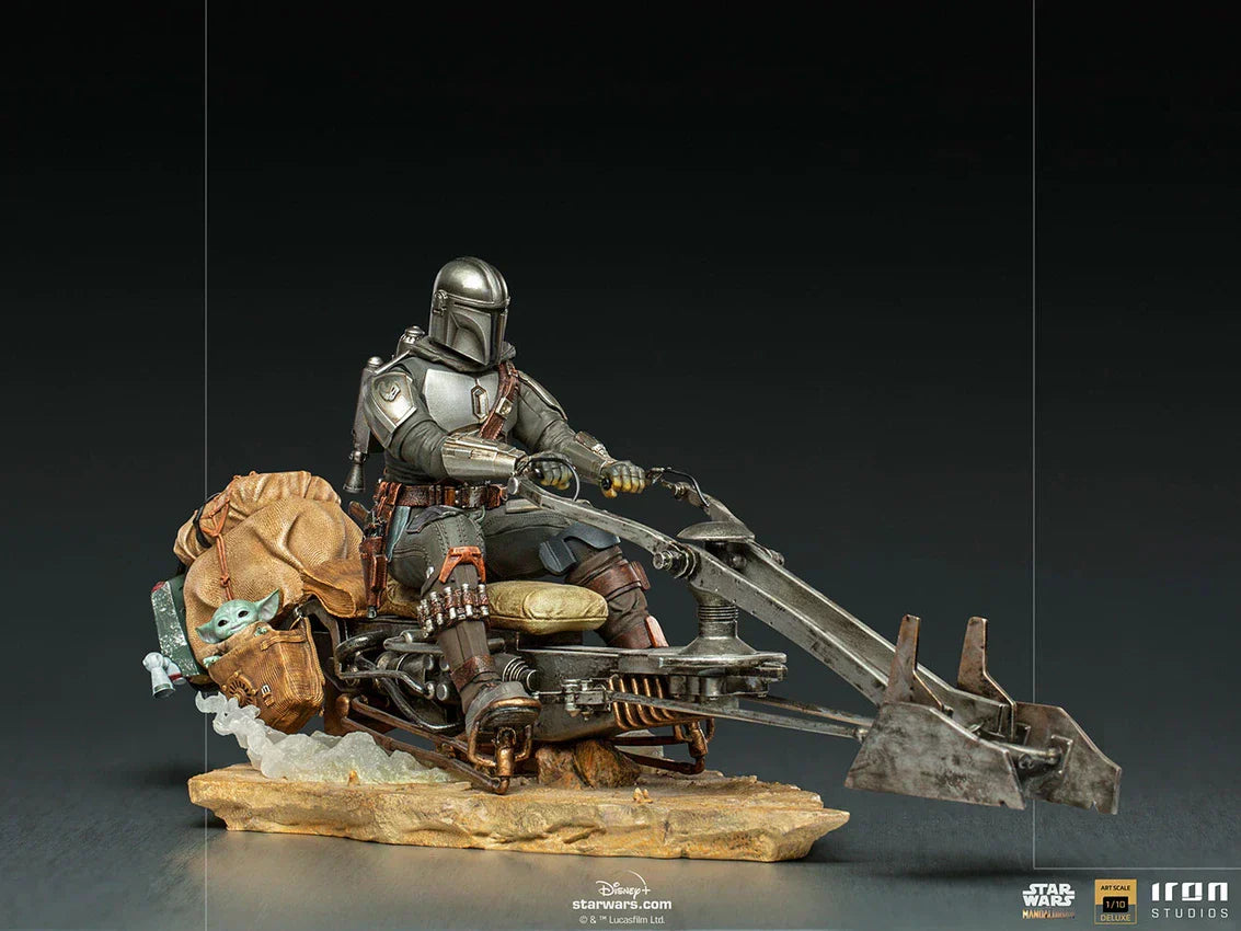 Die Mandalorianer auf Speederbike Deluxe Kunst Maßstab 1/10 Statue von Iron Studios