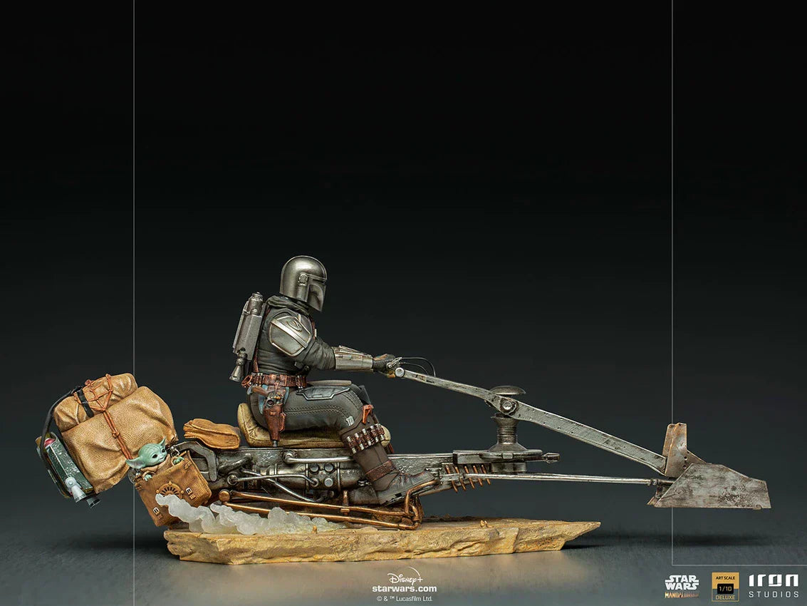 Die Mandalorianer auf Speederbike Deluxe Kunst Maßstab 1/10 Statue von Iron Studios